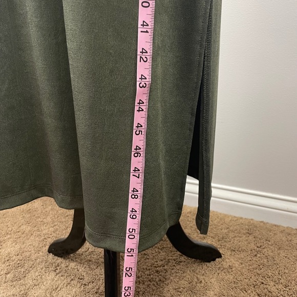Chicos Olive Green Sleeveless Maxi Dress Side Slit Stretch Size 2 L 070-20C88624 - Picture 6 of 10